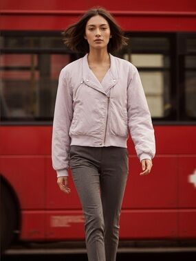 (BlankNYC) Lilac Women’s Large Insulated Long Sleeve Cropped Biker Puffy Jacket